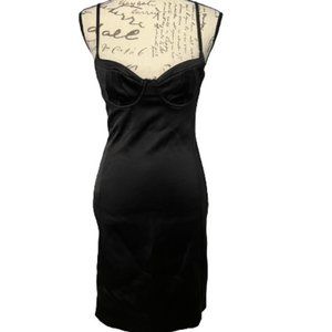 H&M Women's bustier satin Dress Side Zip Sleeveless Size 6 Black